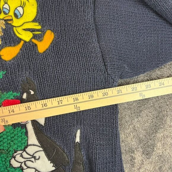 Vtg Warner Bros Eagles Eye Chunky Knitted Looney Tunes Christmas Sweater Sz M* - Picture 8 of 14
